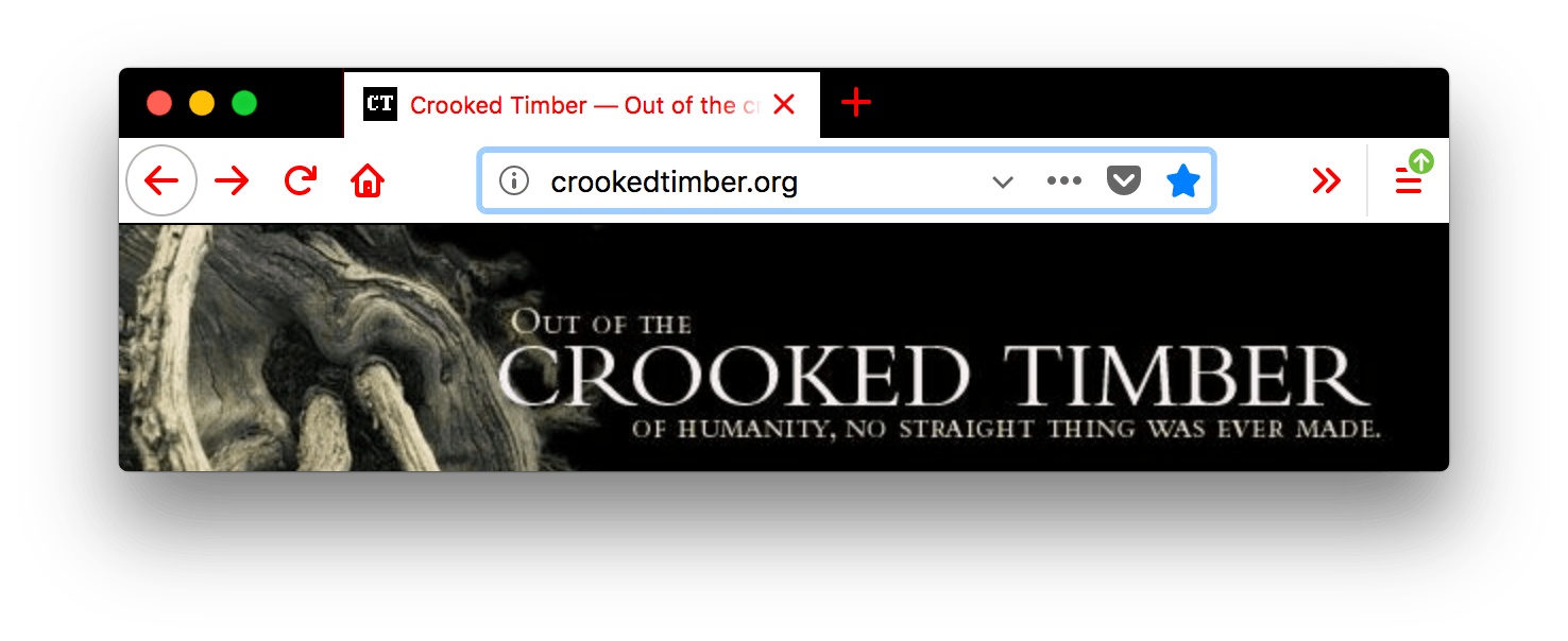 Screenshot eines Browserfensters mit einem geöffneten Tab. Der Browser ist schwarz. Die Tabs und die URL-Leiste sind weiß mit roten Symbolen und rotem Text. Der Text im geöffneten Tab ist rot und hebt sich gut vom schwarzen Hintergrund des Tabs ab.