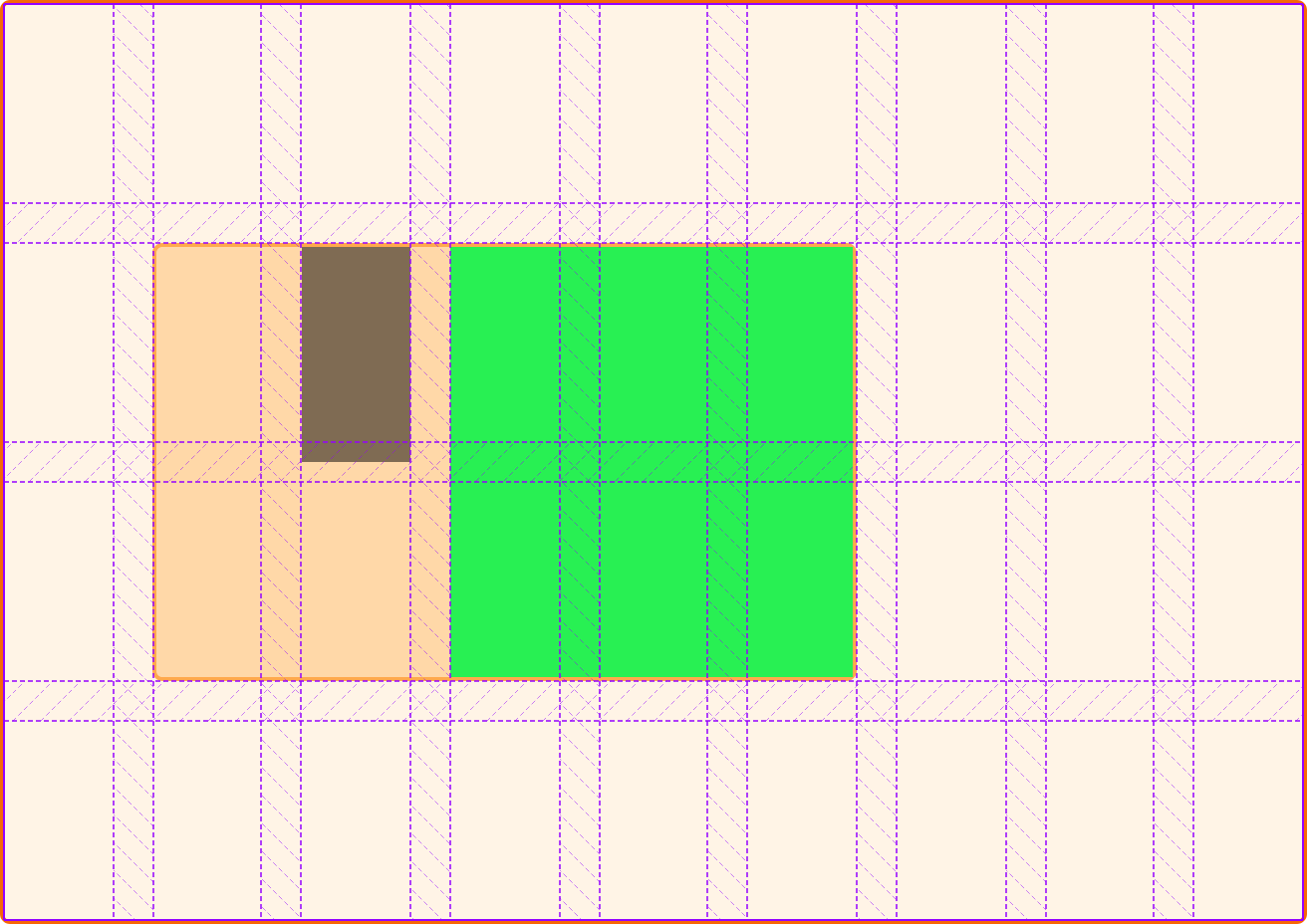 Das kleinere Element wird im Gap angezeigt, da row-gap bei 0 auf dem Subgrid gesetzt ist, wie im Firefox-Entwickler-Tools-Grid-Inspector zu sehen.