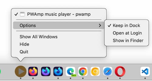 PWA-Symbol im Dock unter macOS